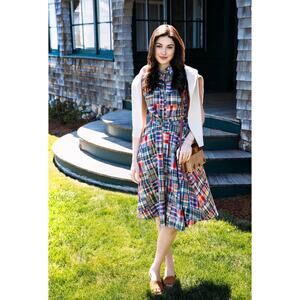 Kiel James Patrick Jacqueline Patchwork Madras Shirtdress Size 16 Summer Soiree